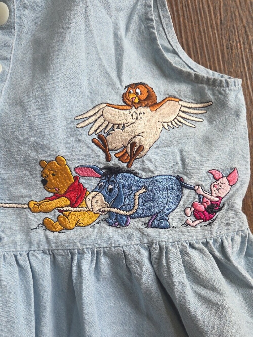 Light Blue Winnie the Pooh Embroidered Denim Dress - Picture 2 of 5